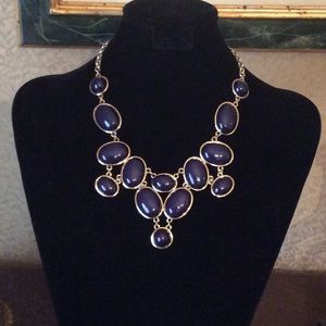 Navy Blue and Gold Statement Necklace